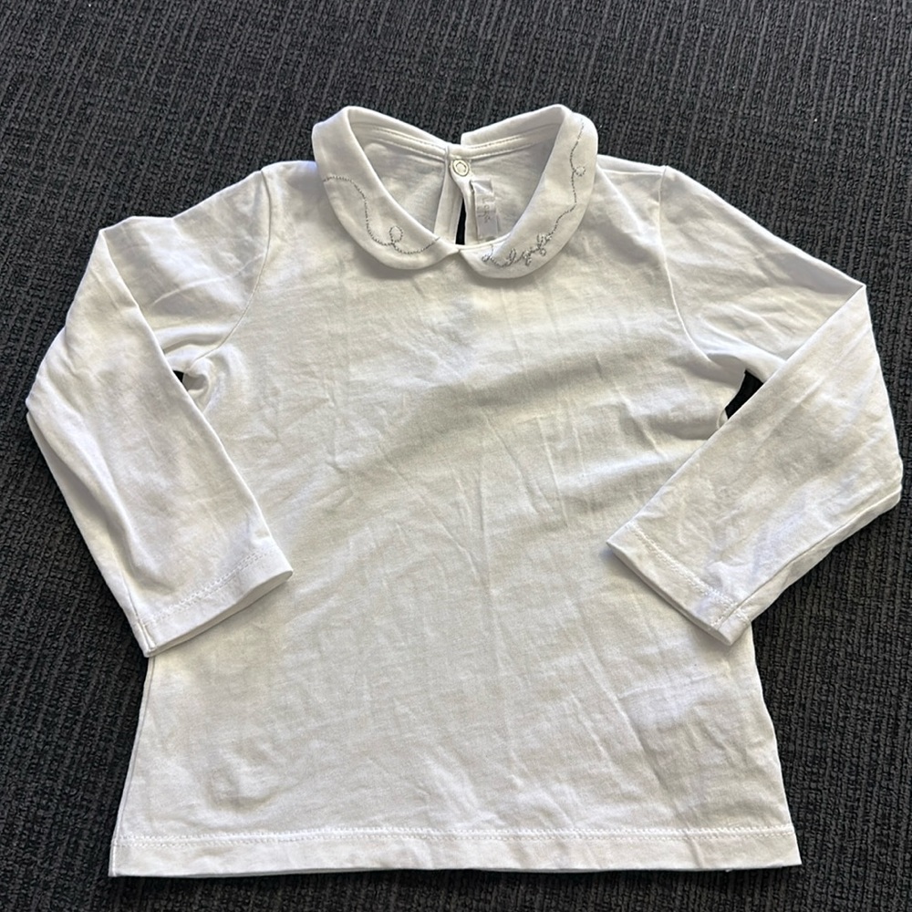 Il Gufo embroidered long sleeve shirt with Peter Pan collar 18M
